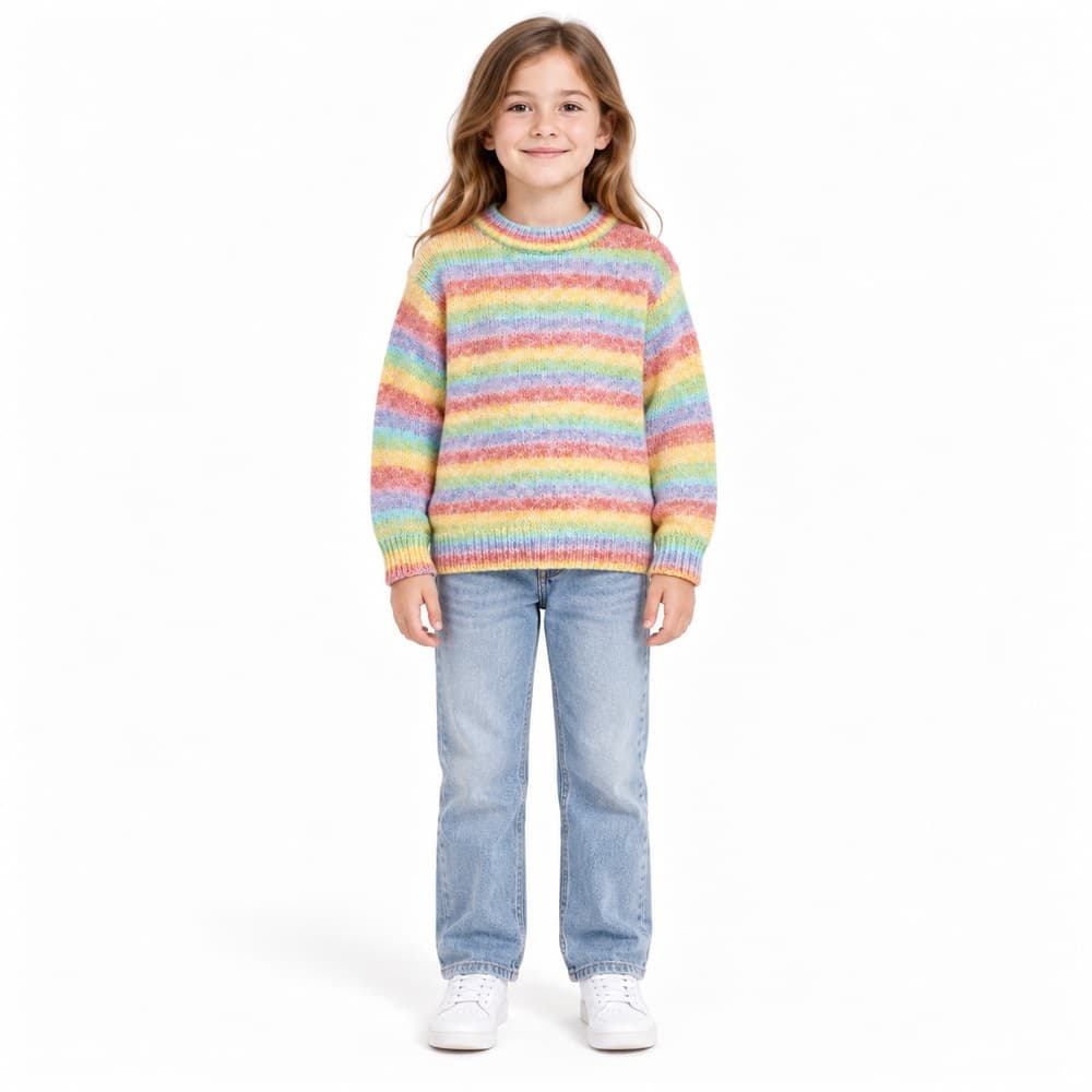 Kids' Multicolour Multi-Stripe Crew Neck Sweater