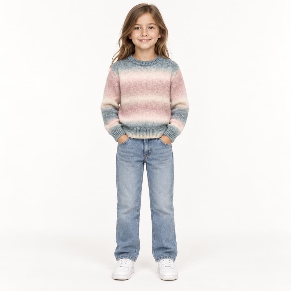 Kids' Multicolour Striped Crew Neck Sweater