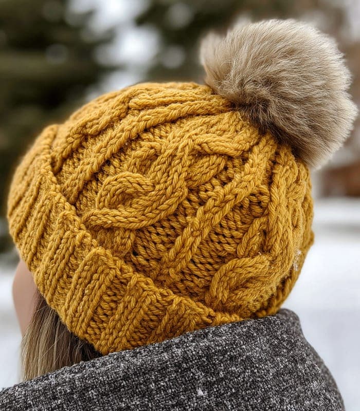 Chunky Cable-Knit Pom-Pom Hat — view 5