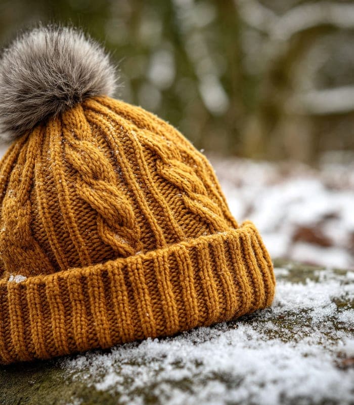 Chunky Cable-Knit Pom-Pom Hat — view 6