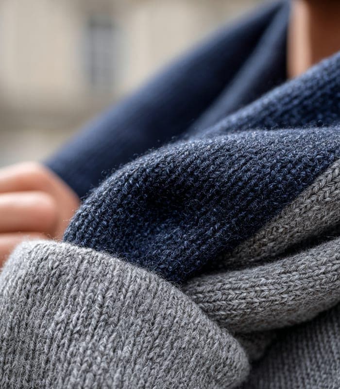 Recycled Wool Blend Color-Block Scarf — view 6