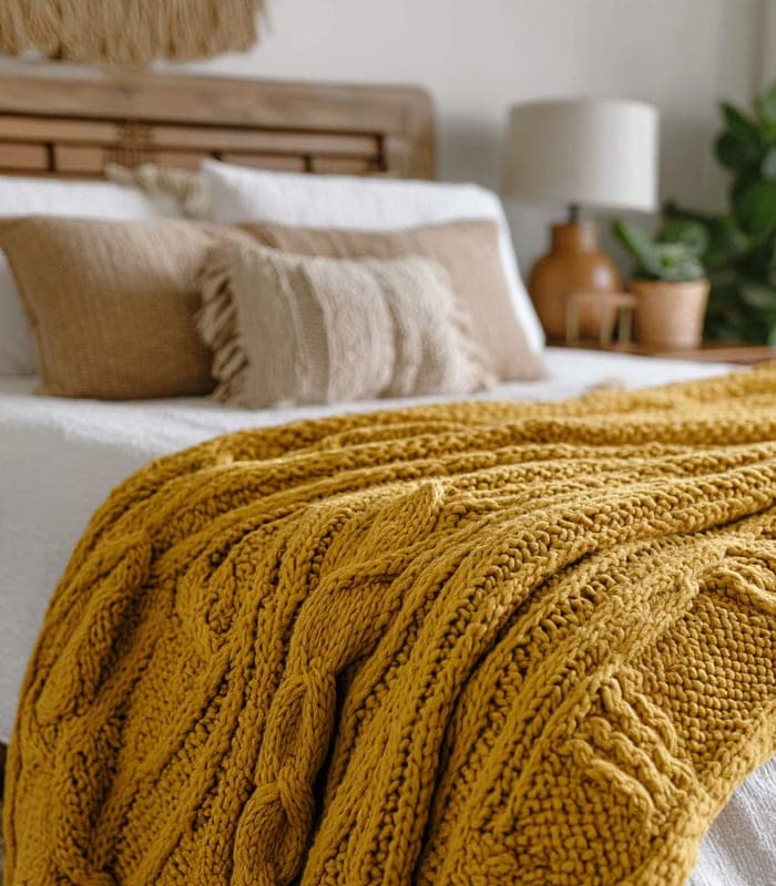 Bohemian Chunky Knit Chenille Blanket — view 5