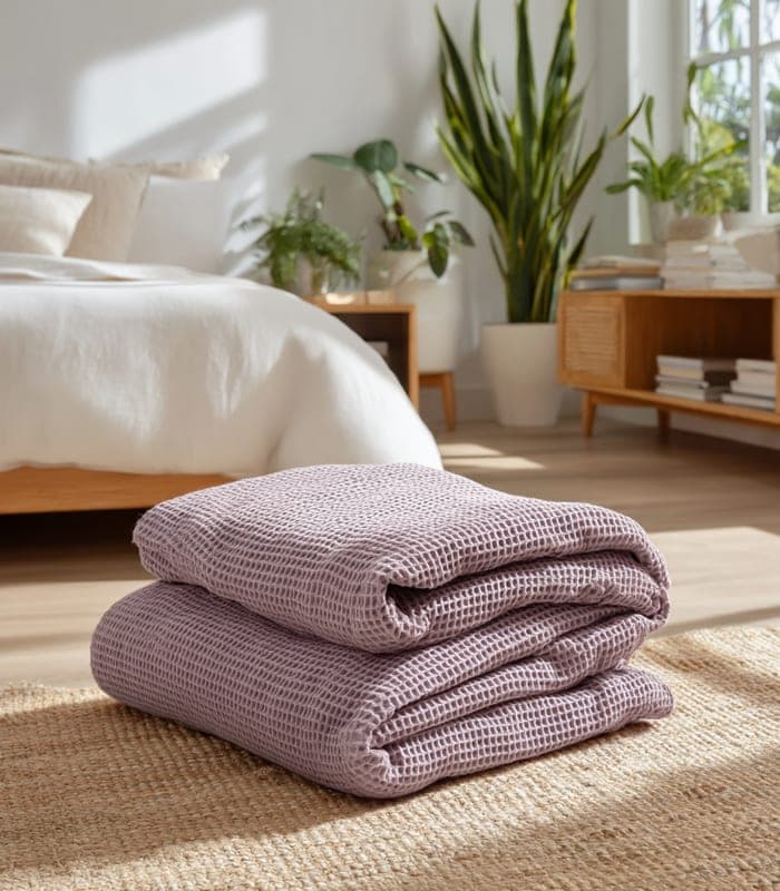 Eco-Friendly Organic Cotton Waffle Throw