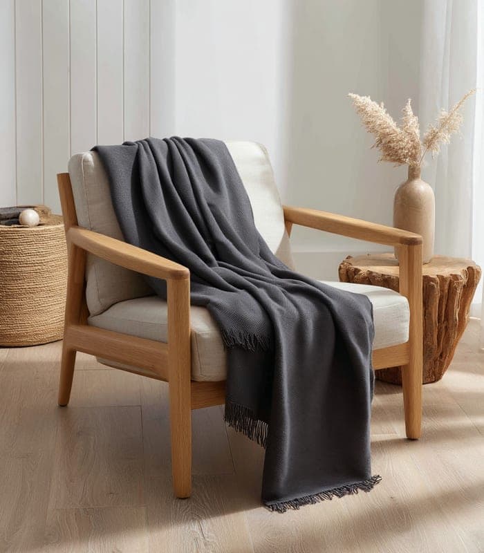 Nordic Minimalist Wool Blend Throw