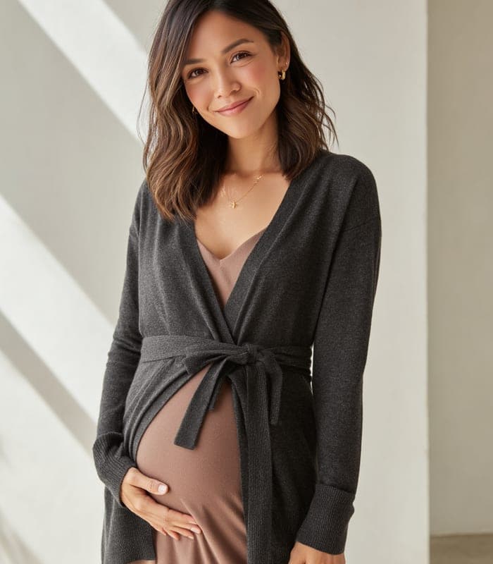 Maternity Cashmere-Blend Wrap Maternity Cardigan
