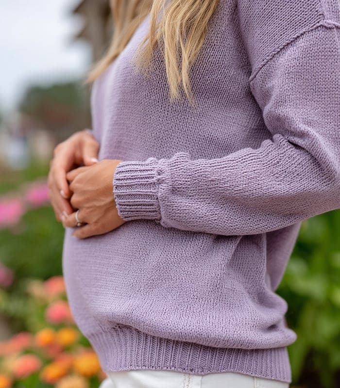 Maternity Lightweight Knit Maternity Pullover with Side Ruching — view 6