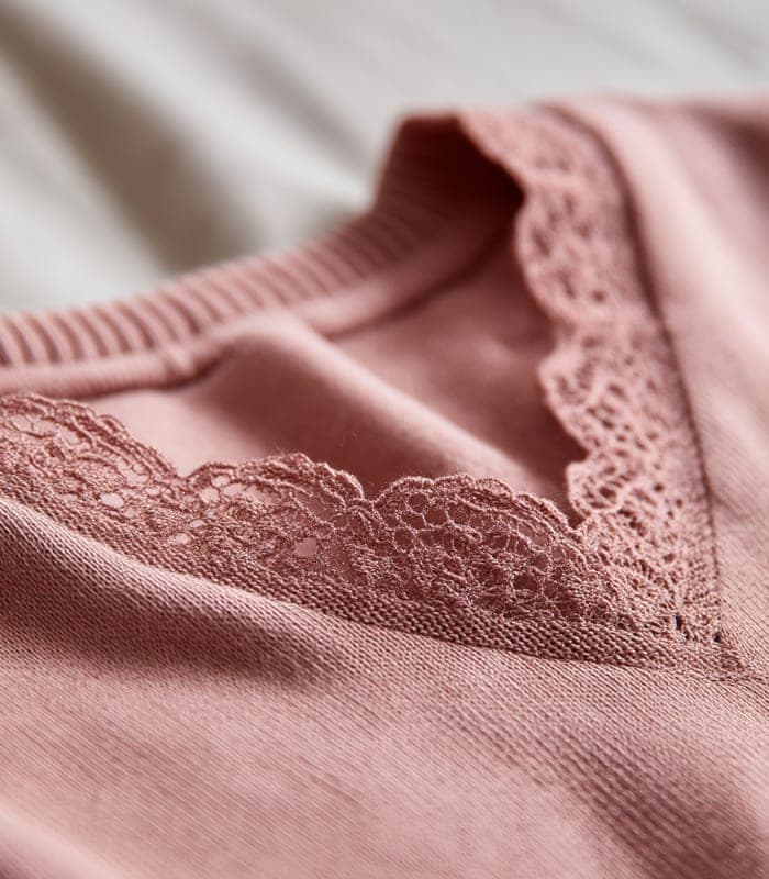Maternity Seamless Maternity Knit Top with Lace Trim — view 5