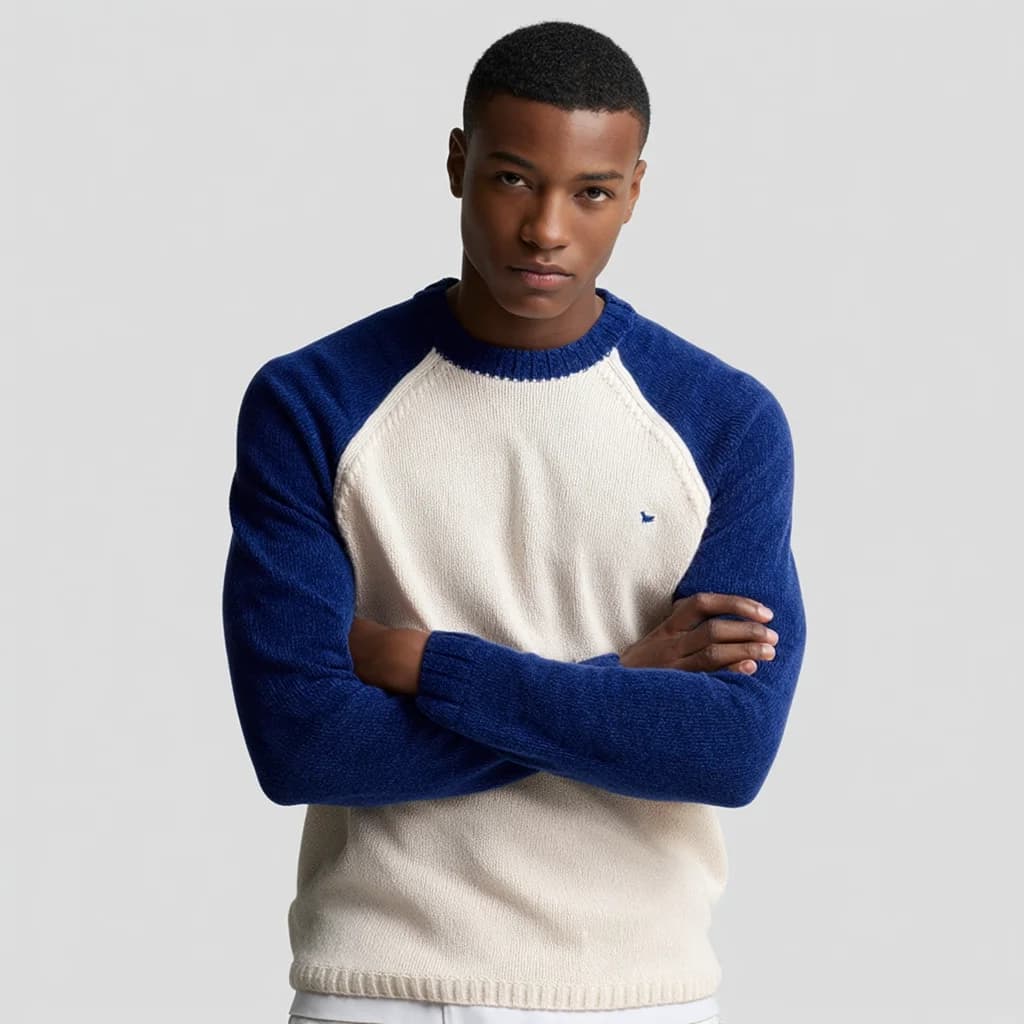 Men's Alpaca Wool Raglan Baseball Sweater
