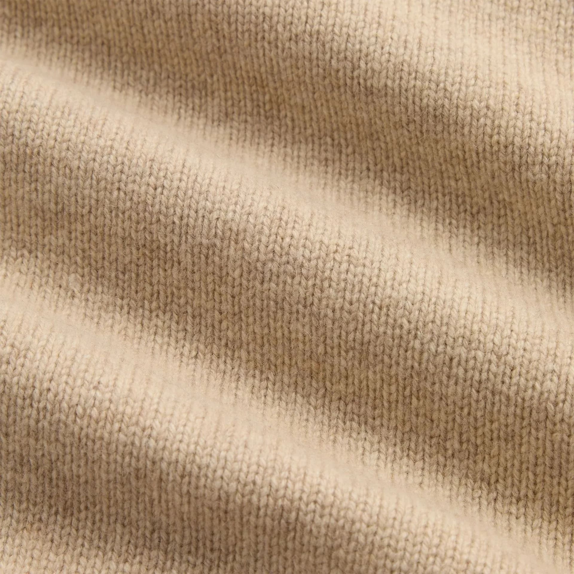 Men's Beige Full Zip Bomber Cardigan Ribbed Collar — view 4