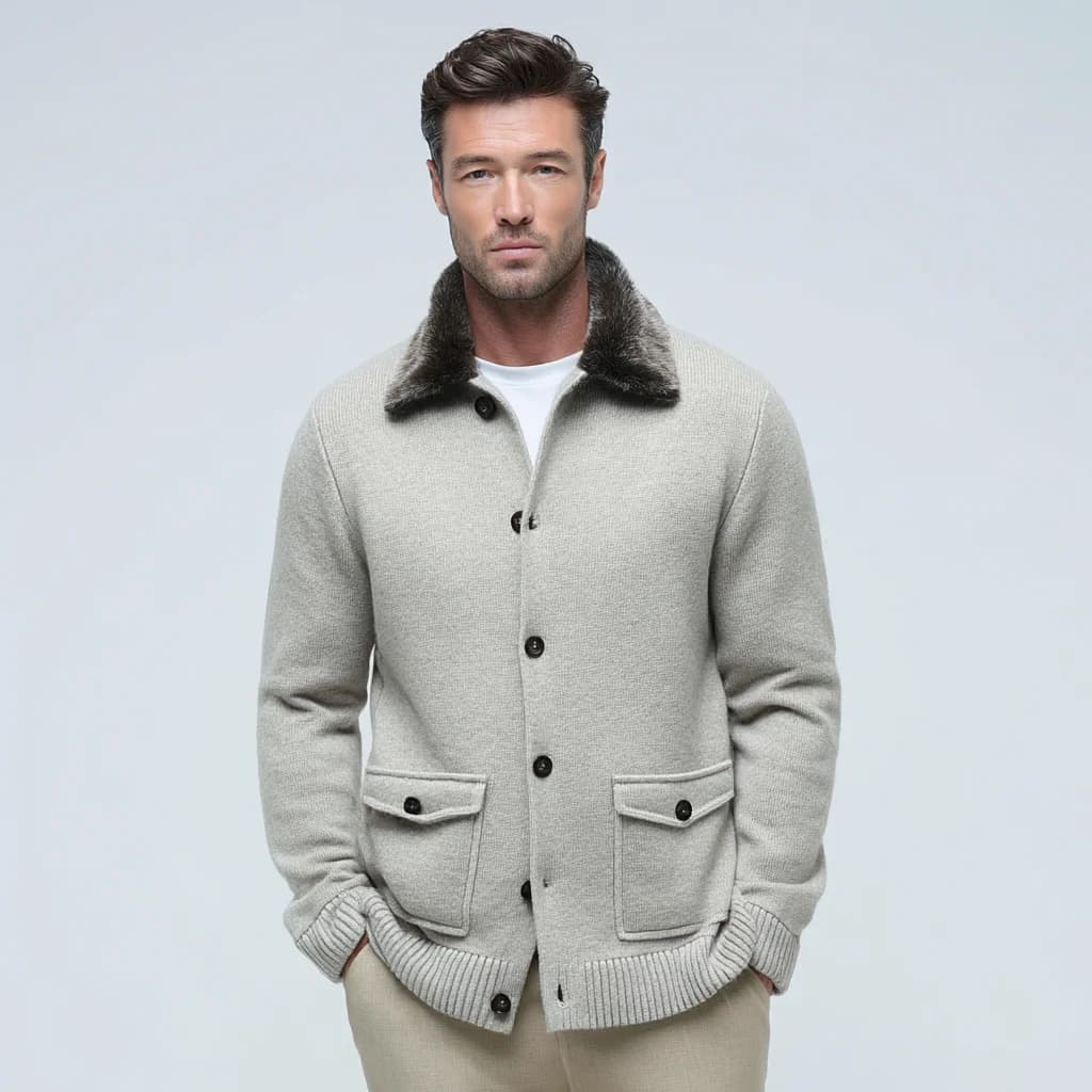 Men's Beige Heavyweight Wool Jacket