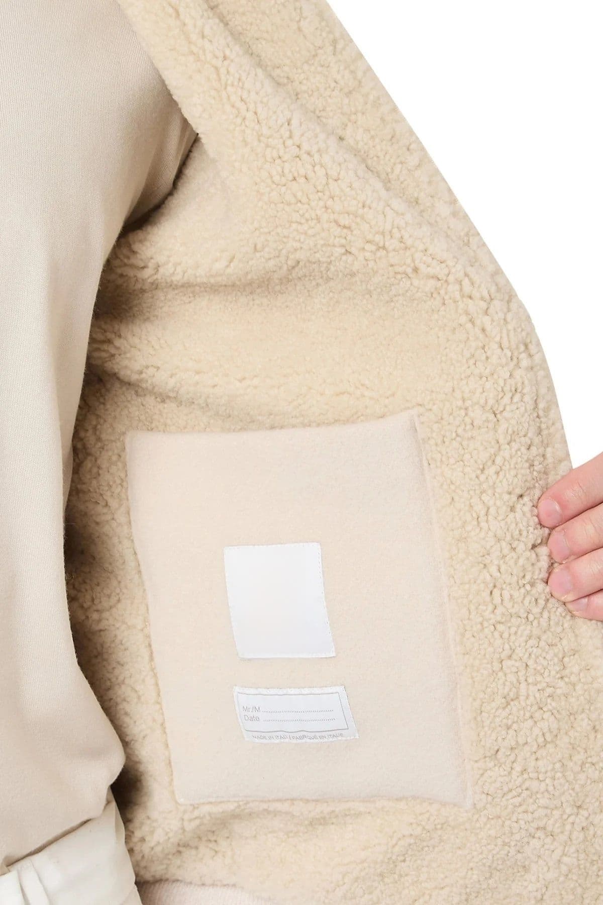 Men's Beige Hybrid Knit Jacket Shearling Collar Full Zip — view 4