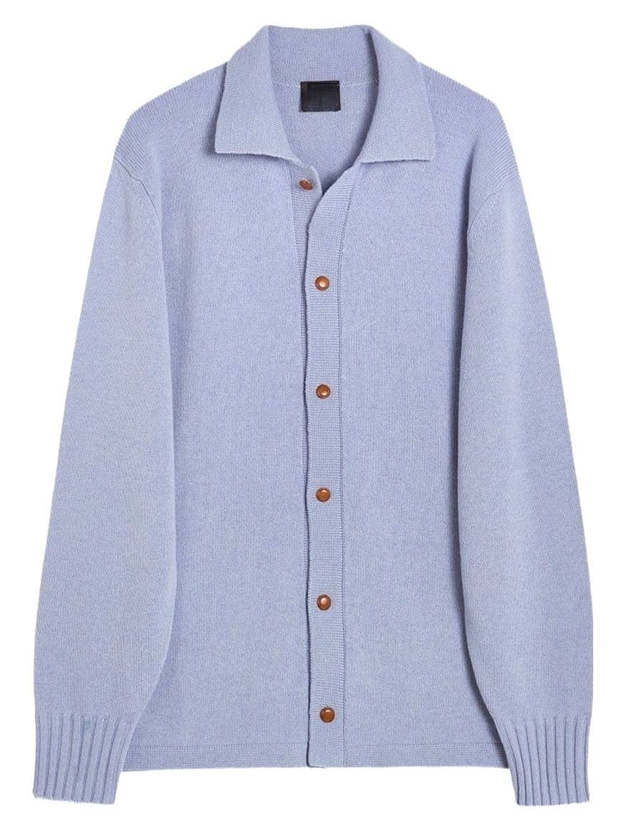Men's Beige Knit Cardigan Button Collar — view 6