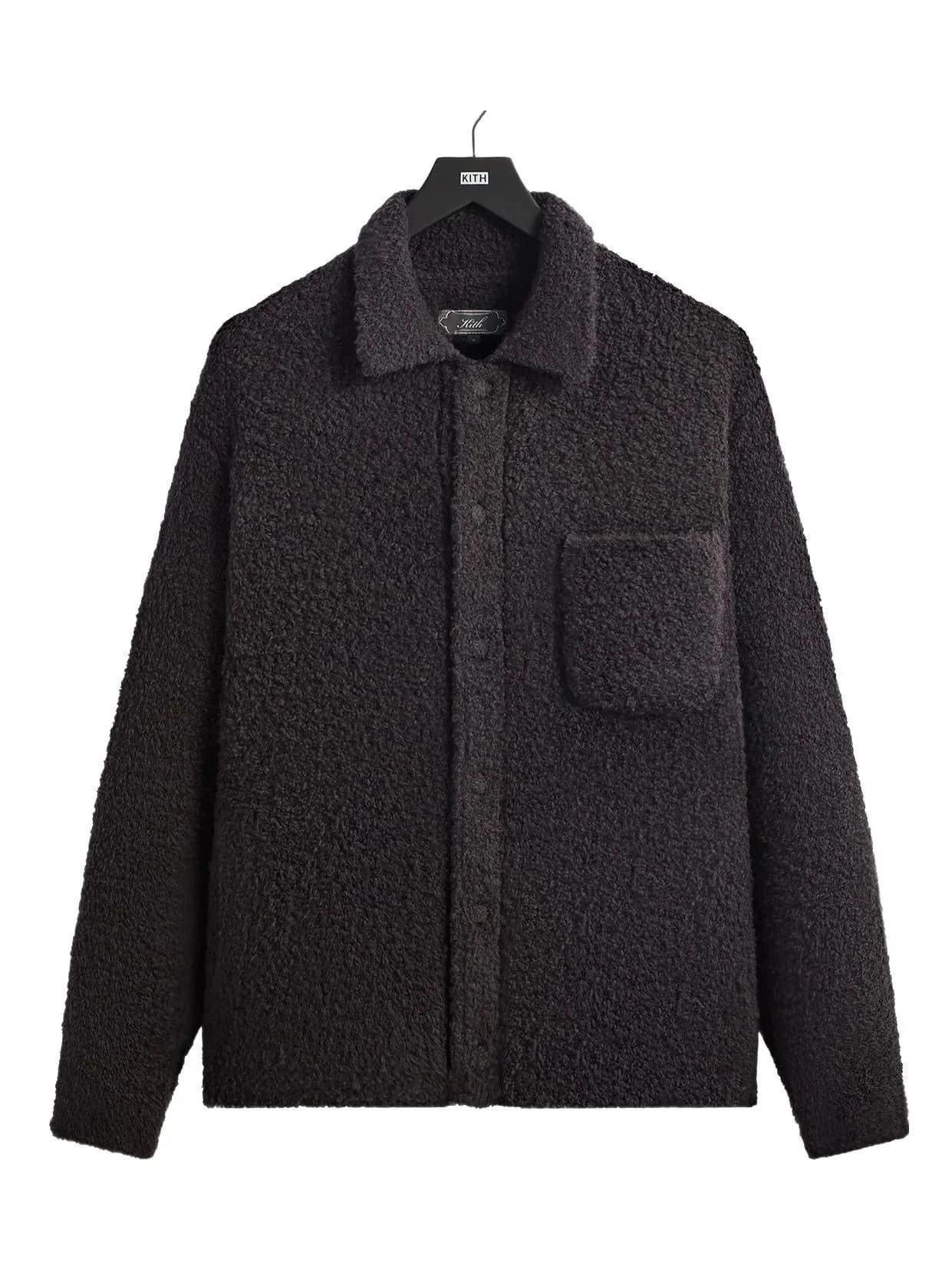Men's Black Boucle Knit Jacket — view 4