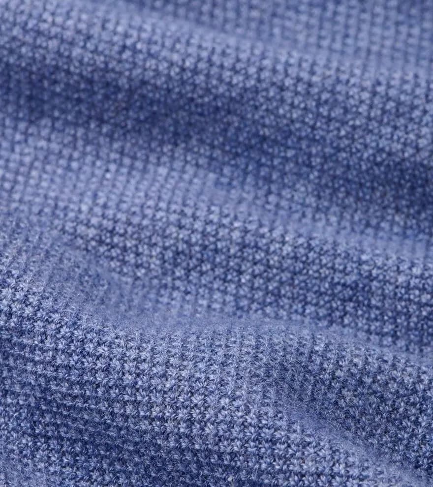 Men's Blue Melange Crew Neck Sweater Simple Knit Wool Blend Pullover — view 4