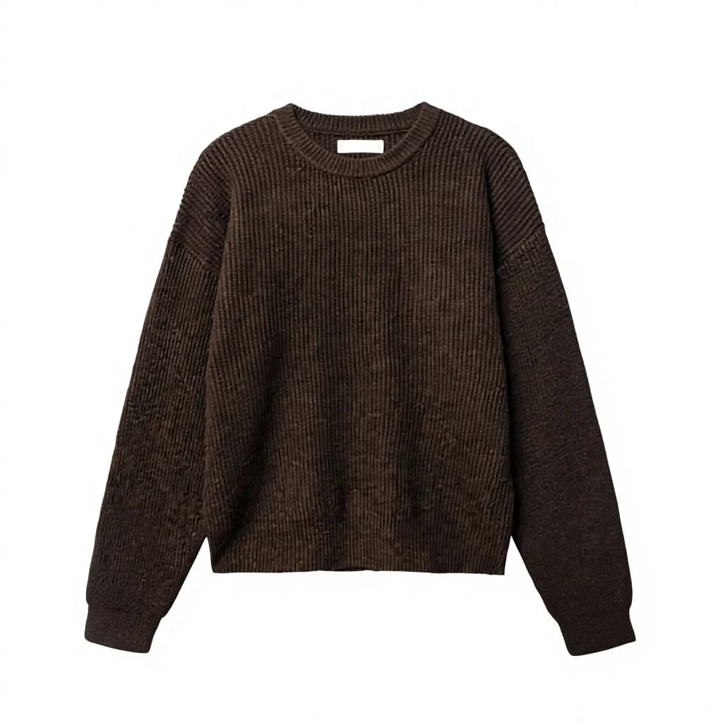 Men's Brown Graphic Crew Neck Sweater Text Print