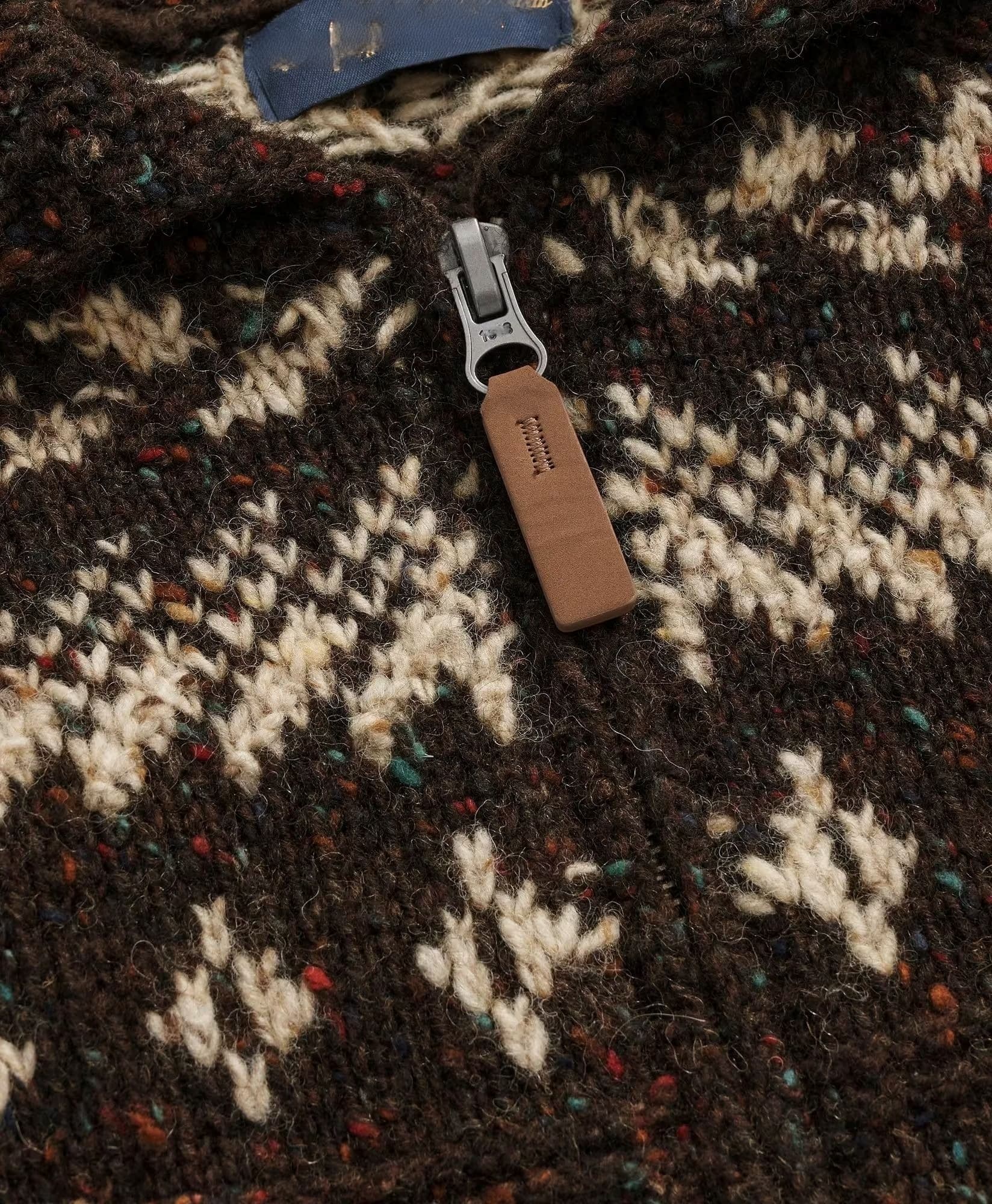 Men's Brown Heavy Knit Full Zip Cardigan Fair Isle — view 5