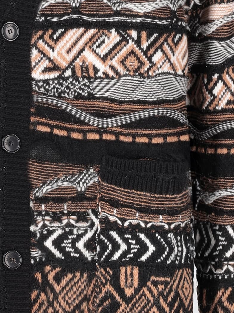 Men's Colorful Aztec Jacquard Cardigan Boho Geometric Pattern V Neck Knit Festival — view 5