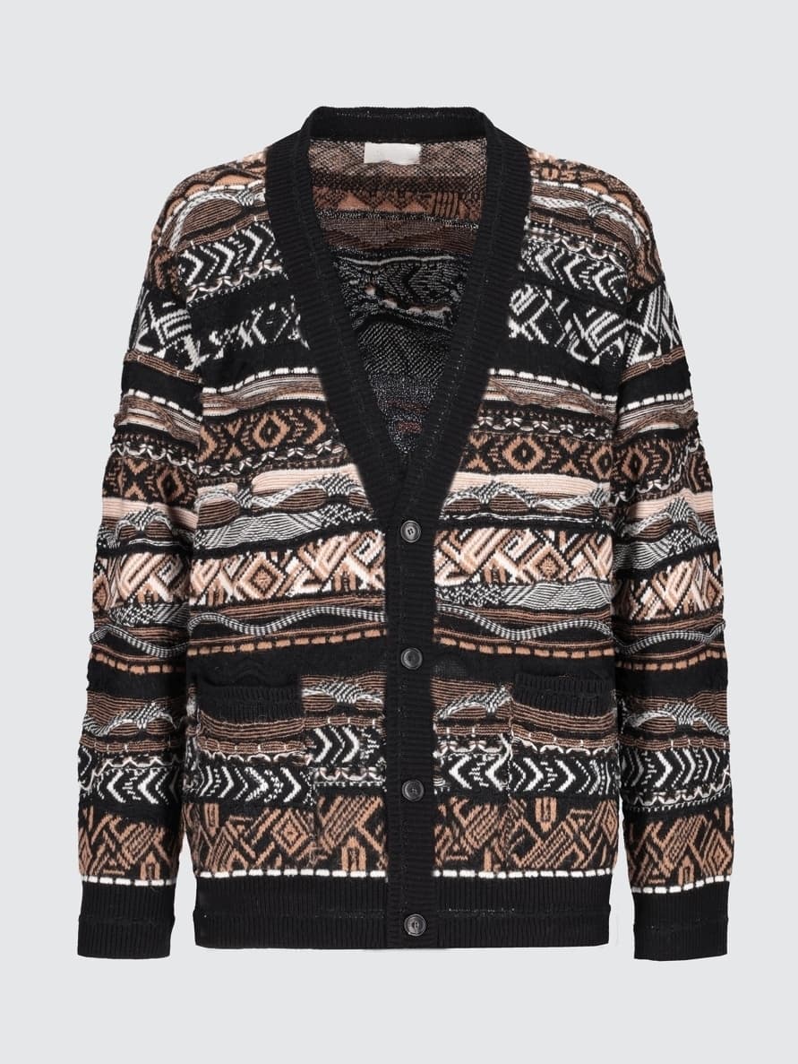 Men's Colorful Aztec Jacquard Cardigan Boho Geometric Pattern V Neck Knit Festival — view 6