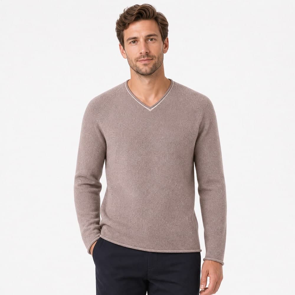 Men's Cotton Silk Pattern V Neck Sweater