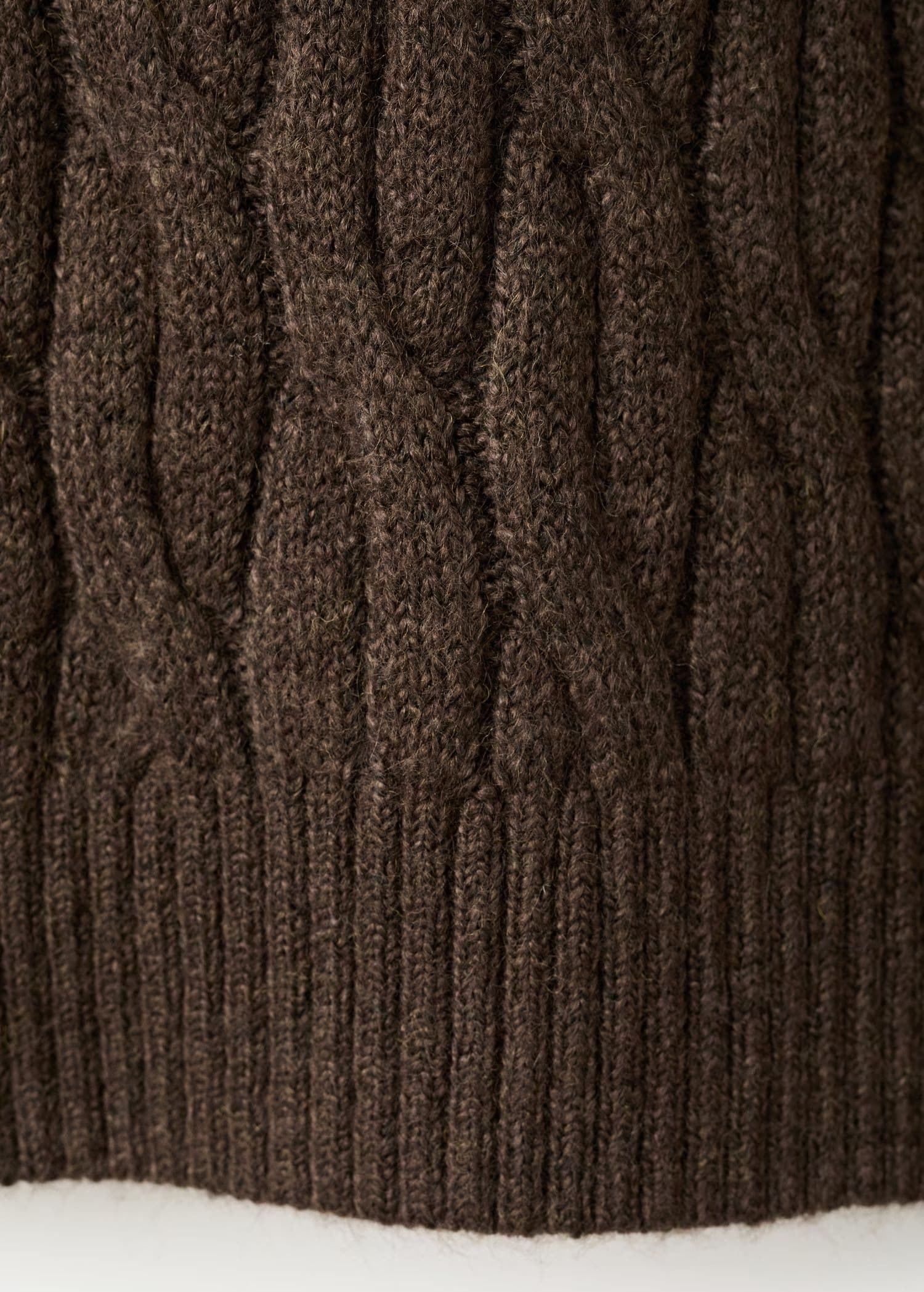 Men's Dark Brown Cable Knit Turtleneck Sweater Braided — view 5