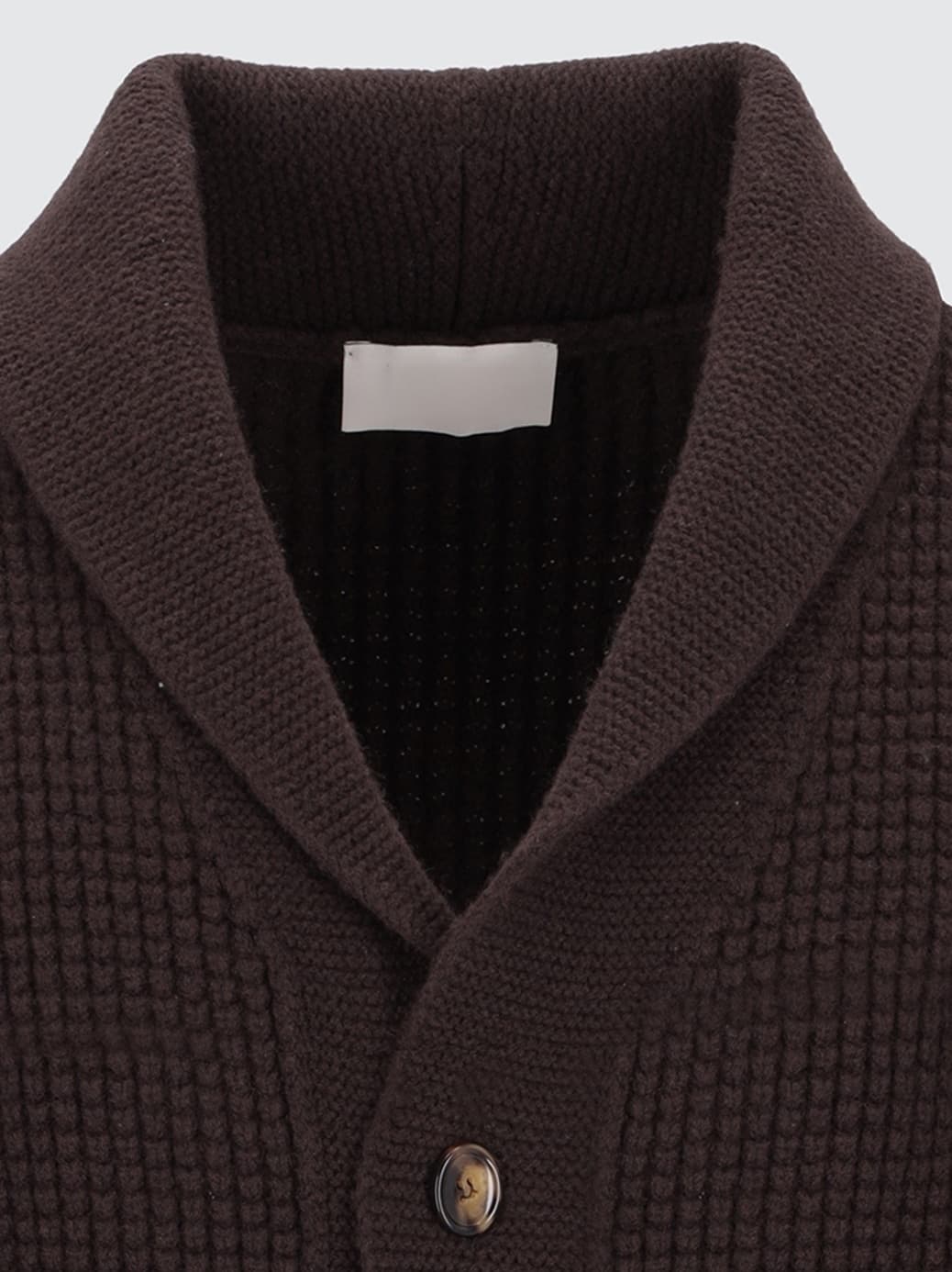 Men's Elegant Black Waffle Knit Shawl Collar Cardigan Button Wool Contrast Tip Lounge — view 4