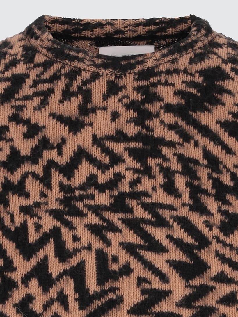 Men's Graphic Abstract Zigzag Crew Neck Sweater Brown Black Camo Jacquard Streetwear — view 4