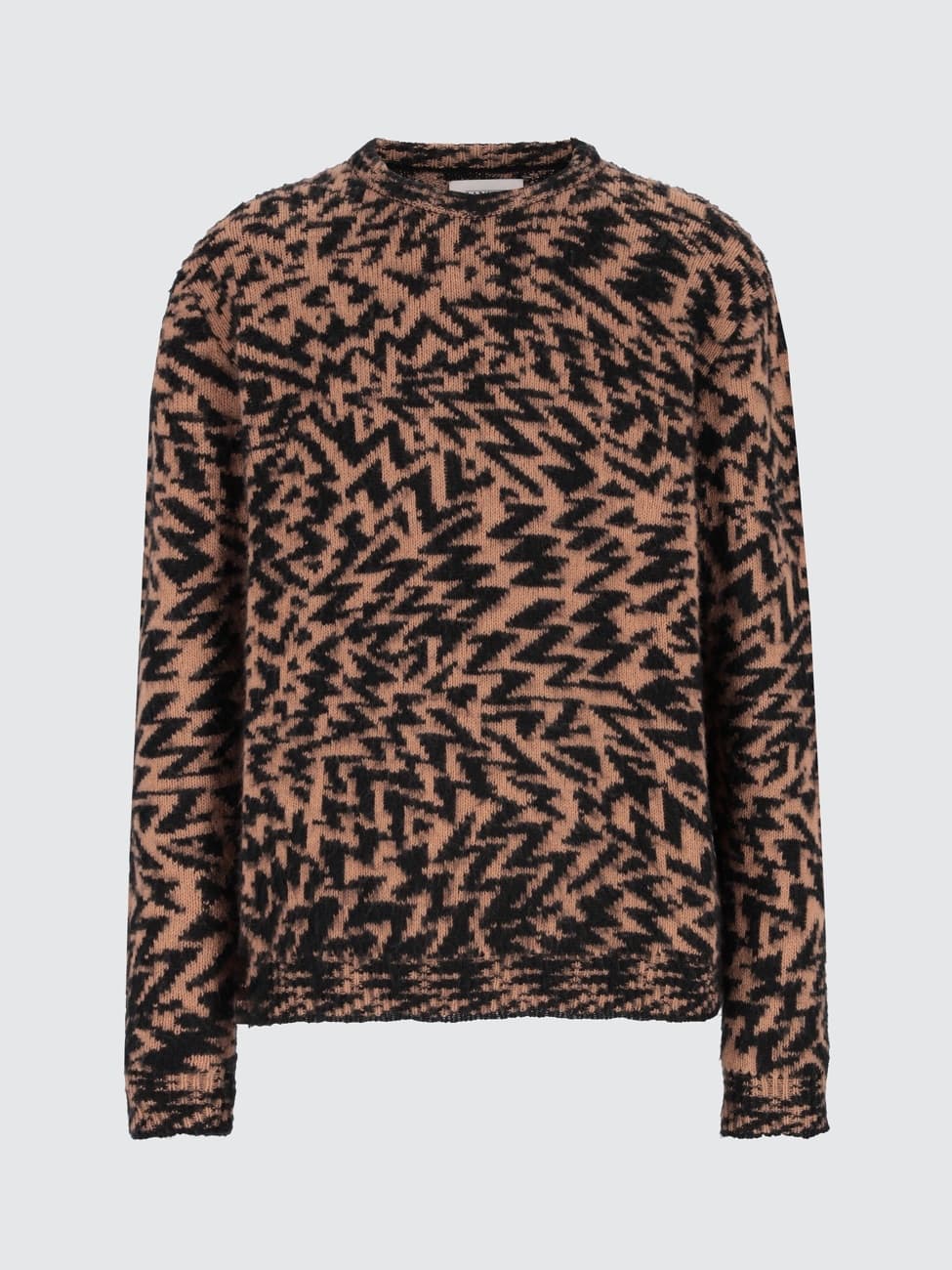 Men's Graphic Abstract Zigzag Crew Neck Sweater Brown Black Camo Jacquard Streetwear — view 5