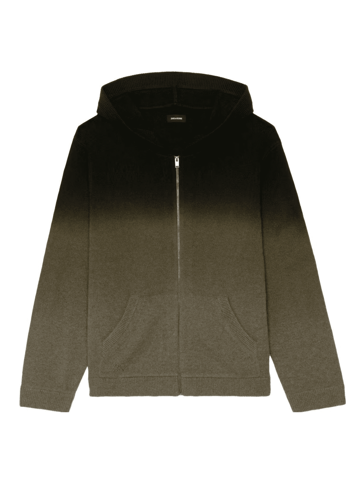 Men's Green Black Ombre Zip Hoodie Gradient Knit Jacket Casual Sweater — view 5