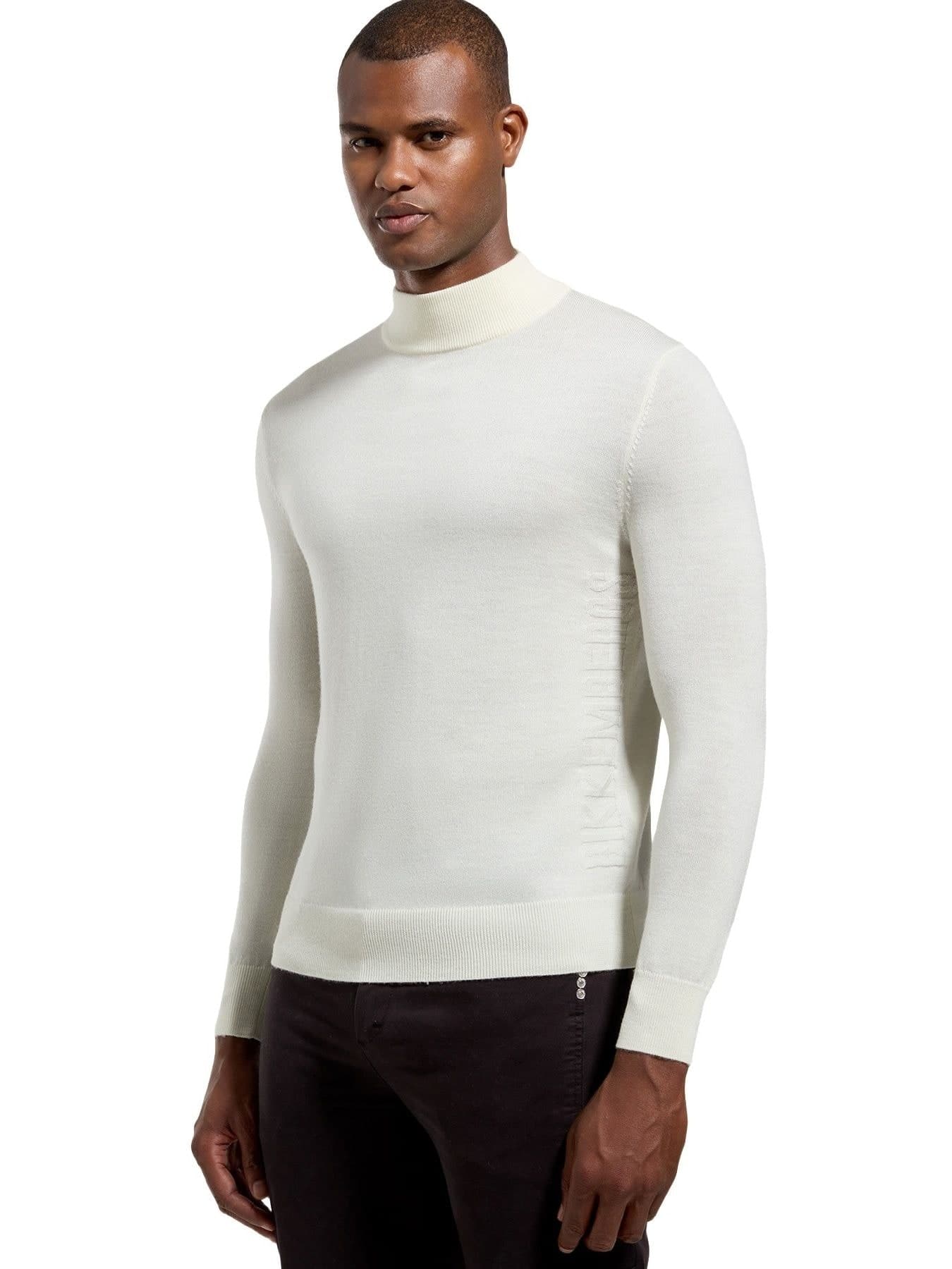 Men's Grey Intarsia Turtleneck Sweater