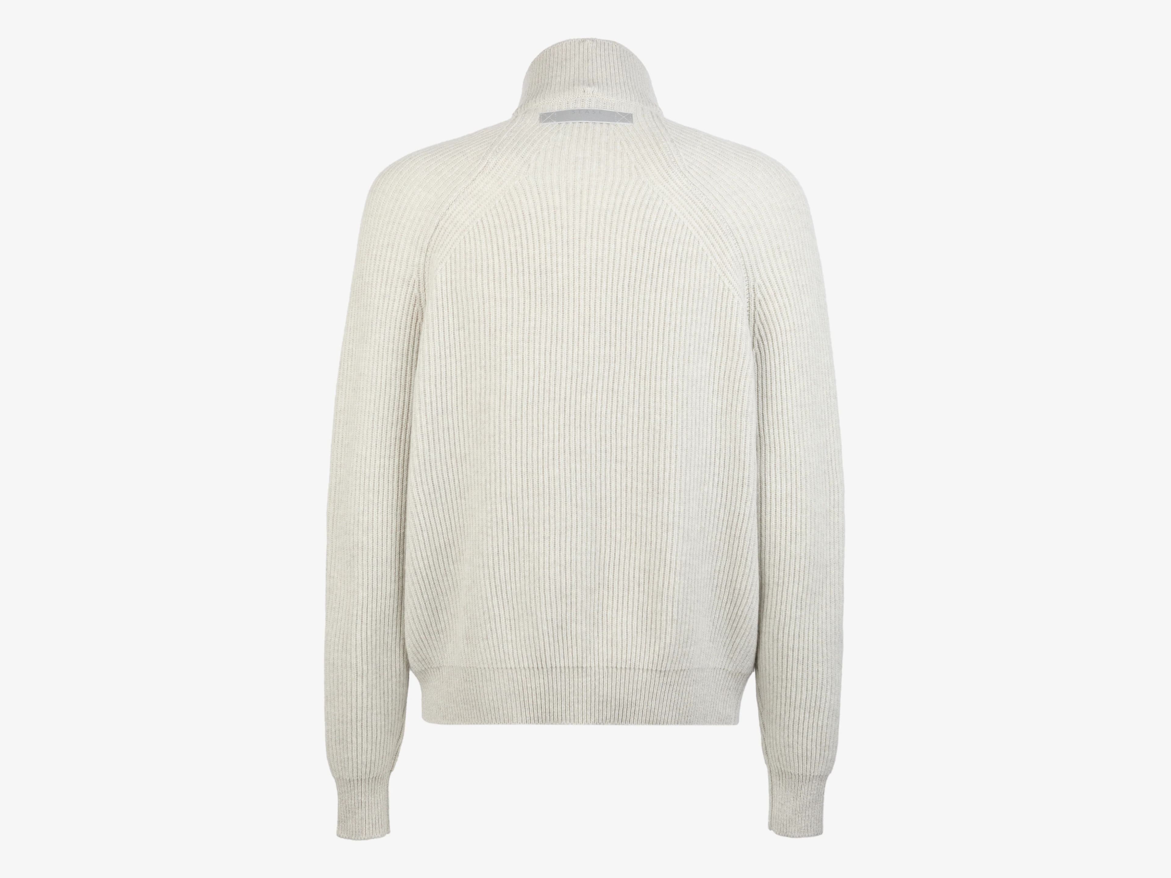 Men's Grey Knit Nylon Contrast Pocket Full Zip Jacket — view 4