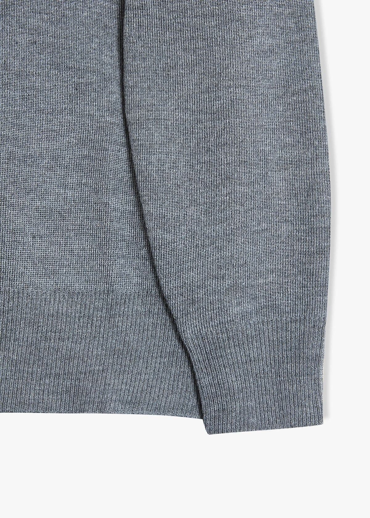 Men's Grey Melange Hooded Sweater Simple Knit — view 4
