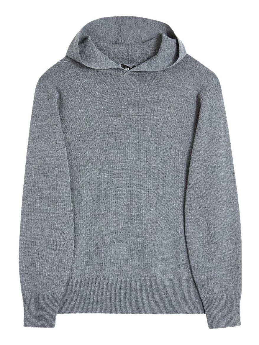 Men's Grey Melange Hooded Sweater Simple Knit — view 5