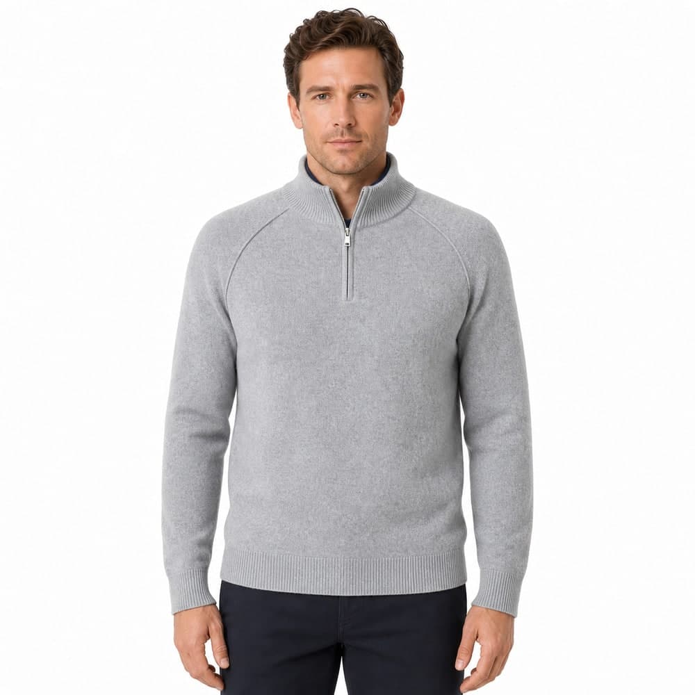 Men's Grey Merino Wool Heavy Gauge Sweater