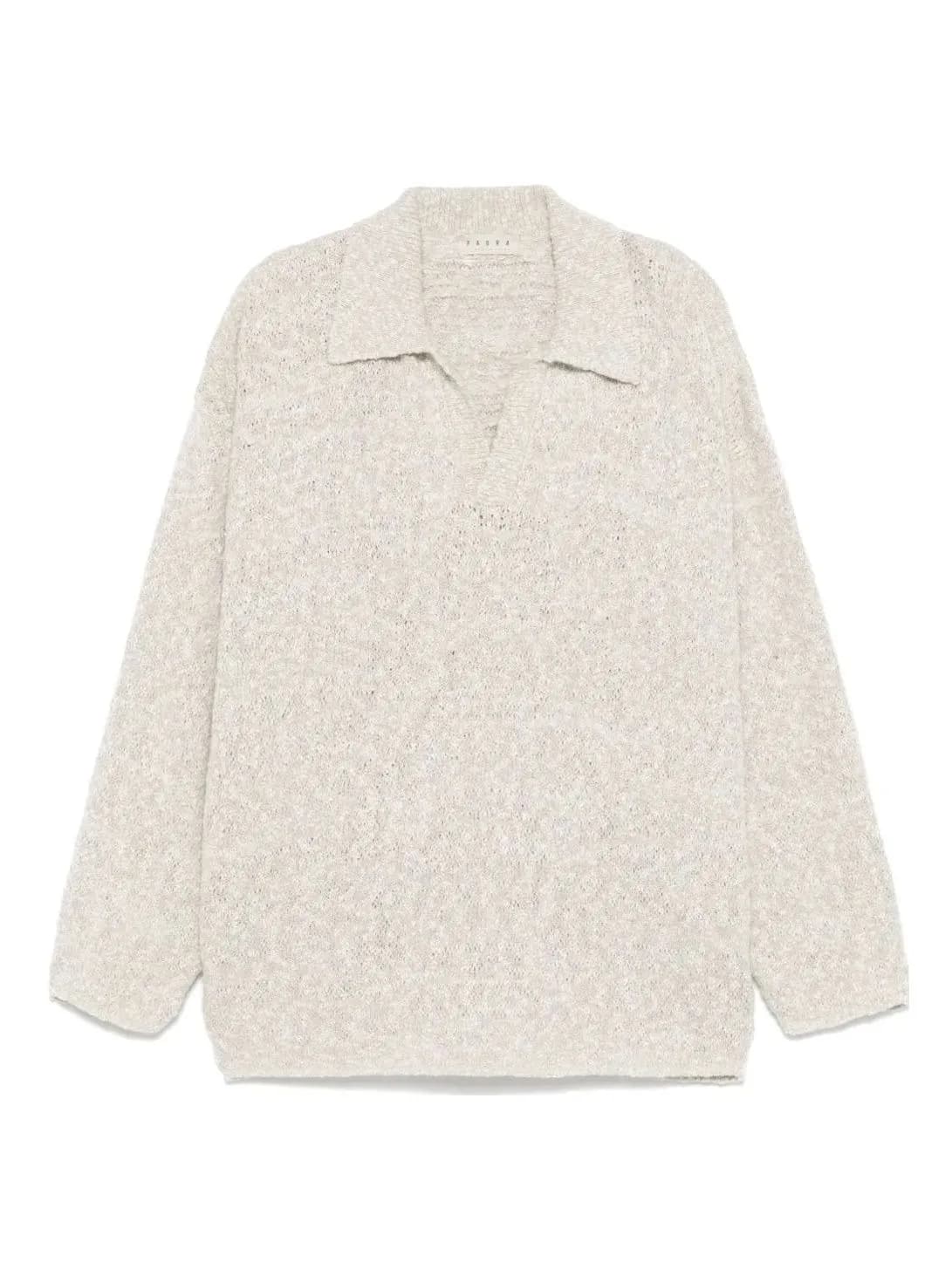 Men's Grey Textured Collar Polo Sweater — view 4
