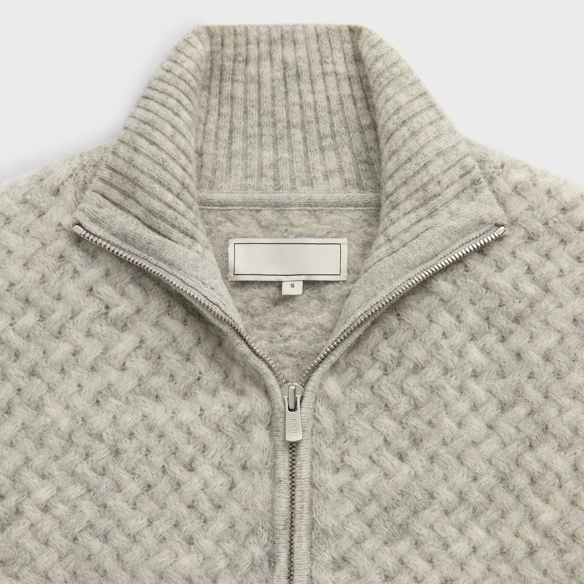Men's Grey Textured Full Zip Cardigan — view 4