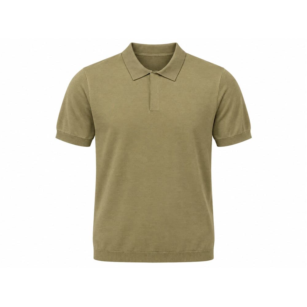 Men's Khaki Short-Sleeve Knit Polo