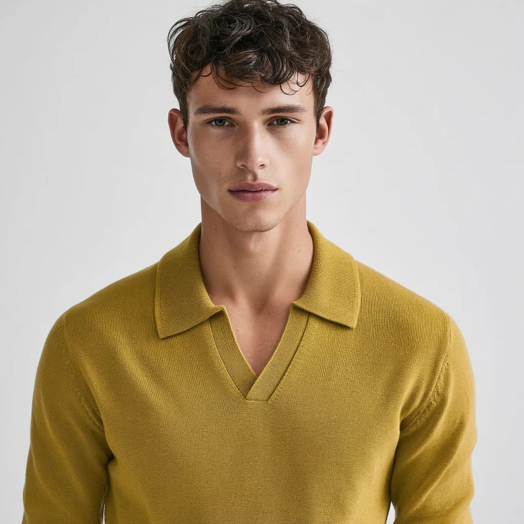 Men's Lambswool Johnny Collar Polo Sweater — view 5