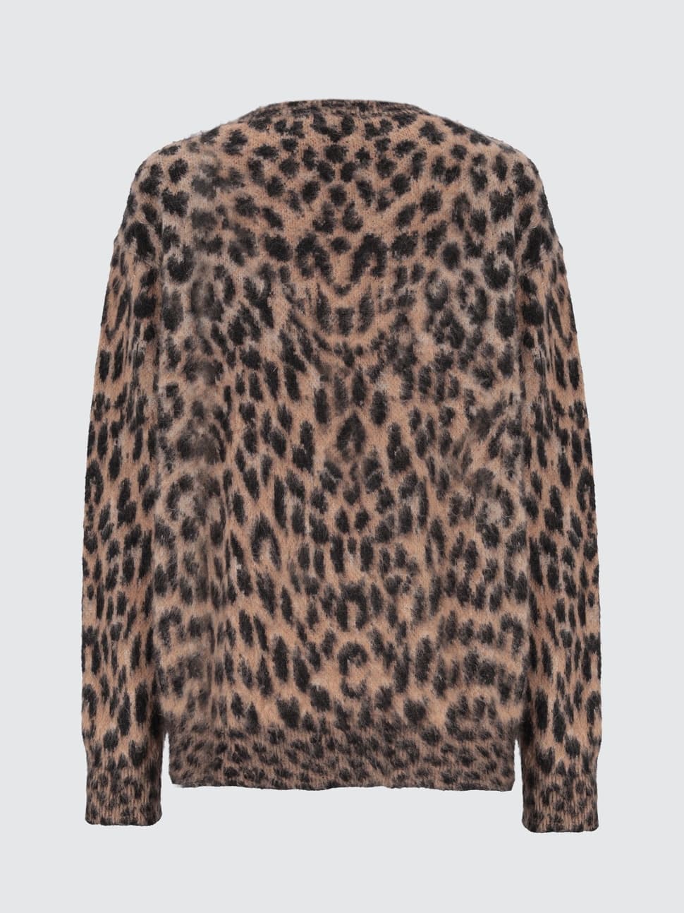 Men's Leopard Print Cardigan Animal Pattern V Neck Brushed Knit — view 4
