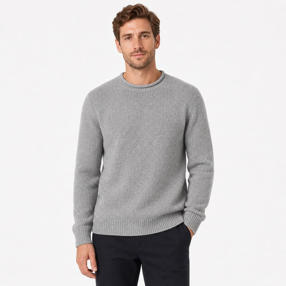 Men's Merino Wool Pattern Crew Neck Sweater