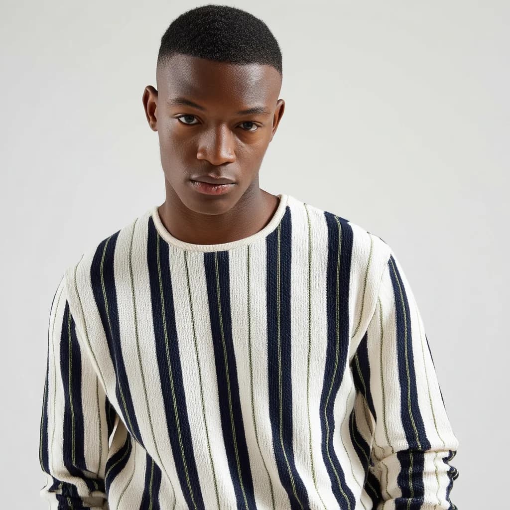Men's Merino Wool Vertical Stripe Crew Sweater — view 5