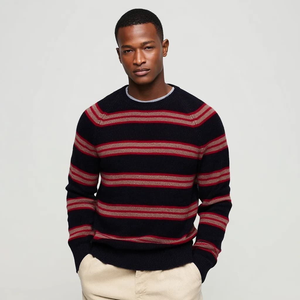 Men's Multi Stripe Raglan Sleeve Sweater