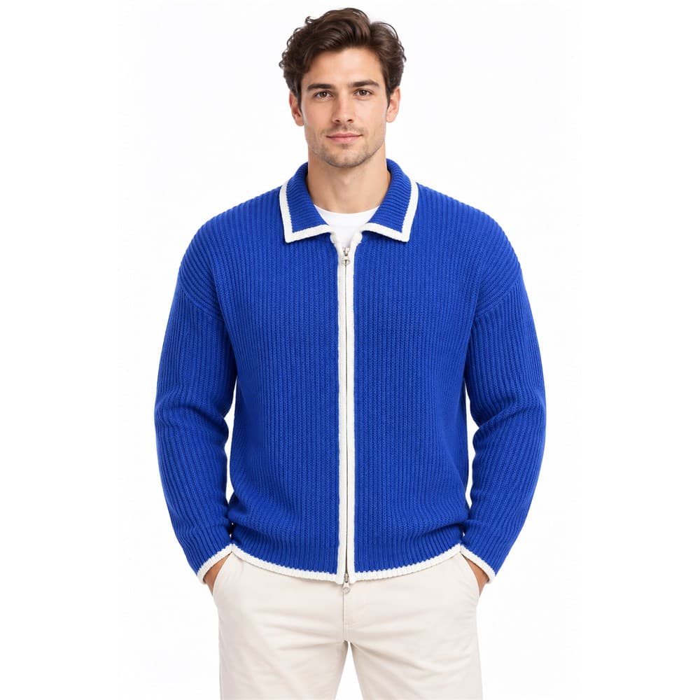 Men's Multicolour Full-Zip Knit Cardigan