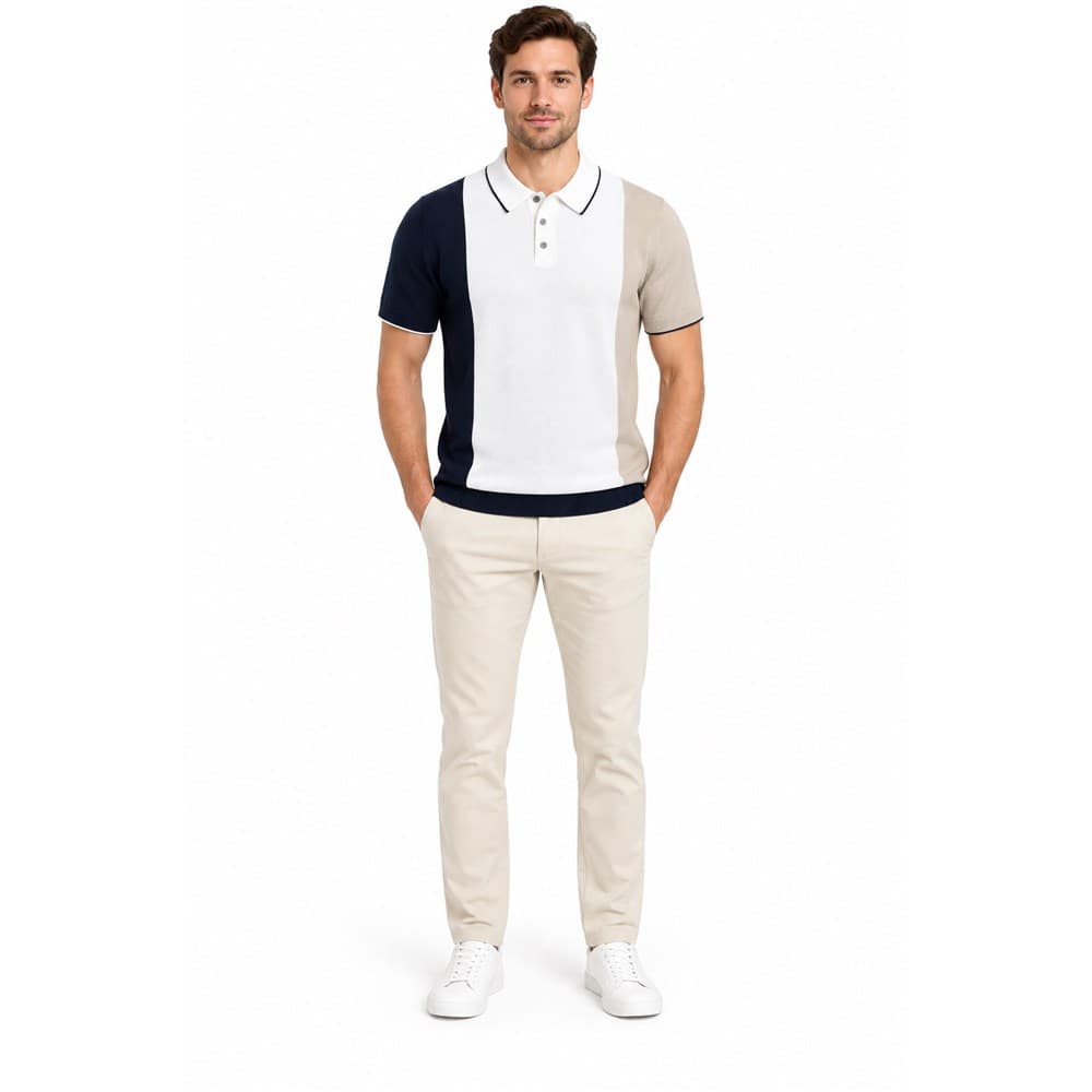 Men's Multicolour Colour-Block Short-Sleeve Knit Polo