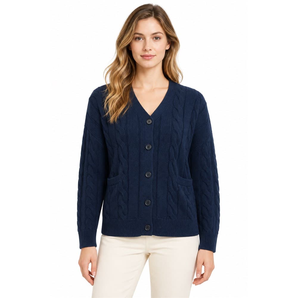 Men's Navy V-Neck Knit Cardigan
