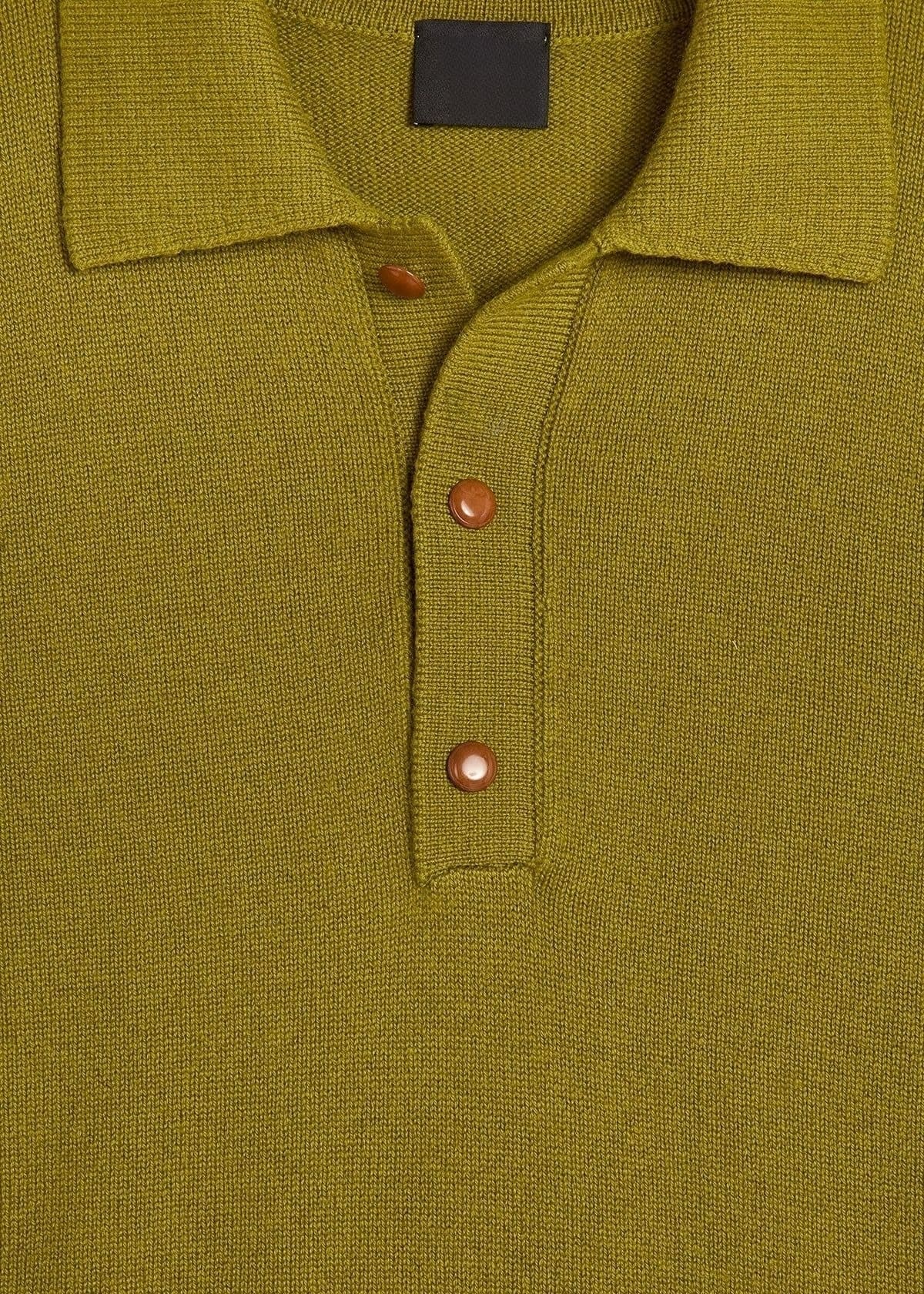 Men's Olive Green Long Sleeve Polo Sweater Button — view 4