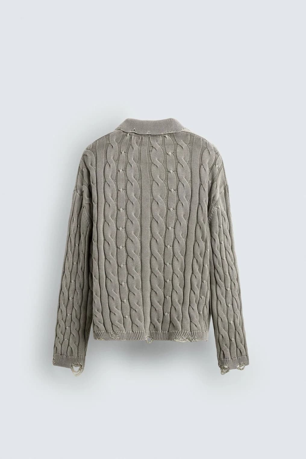 Men's Oversized Chunky Cable Knit V Neck Sweater — view 5