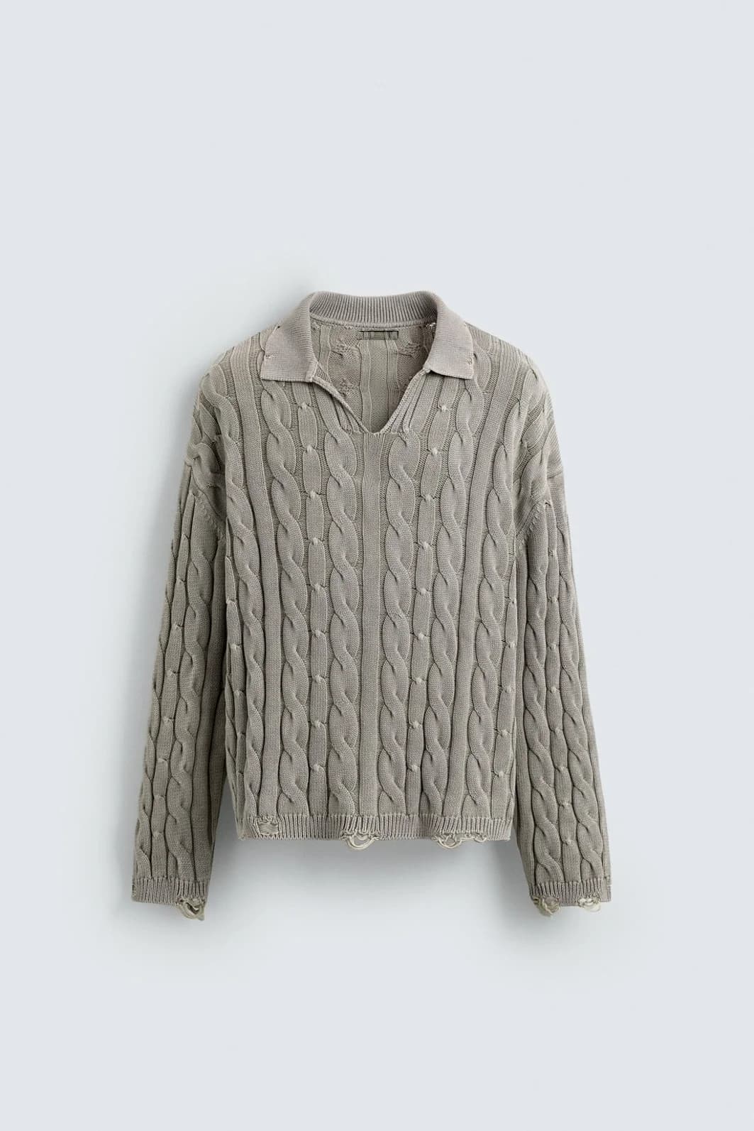 Men's Oversized Chunky Cable Knit V Neck Sweater — view 6