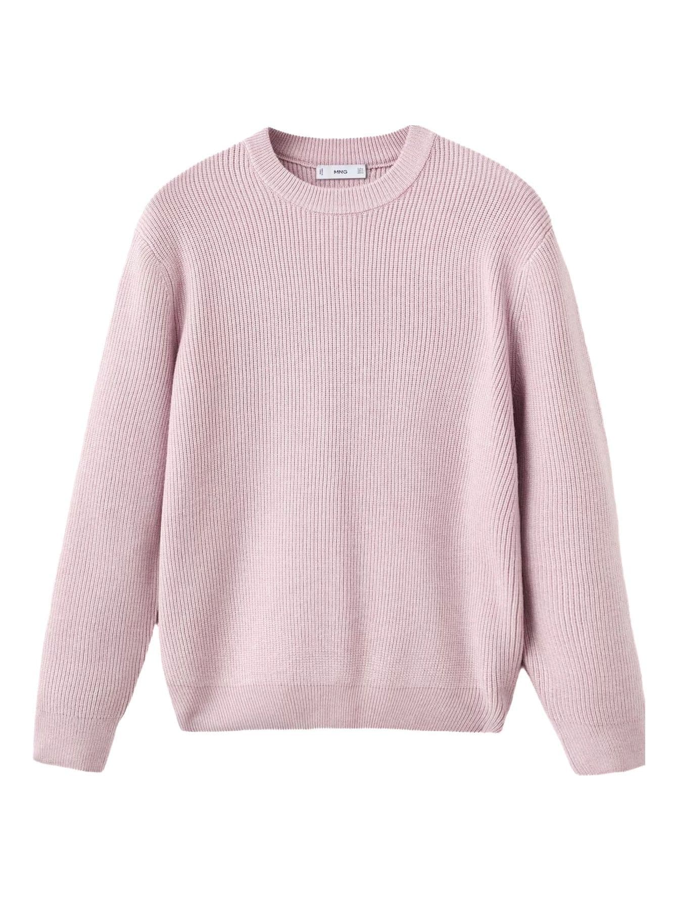 Men's Pink Waffle Knit Crew Neck Sweater Textured Cotton — view 6