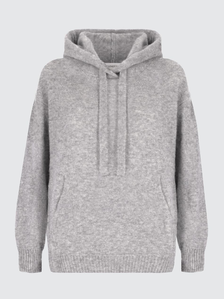Men's Premium Wool Blend Knitted Hoodie Kangaroo Pocket Drawstring Pullover — view 4