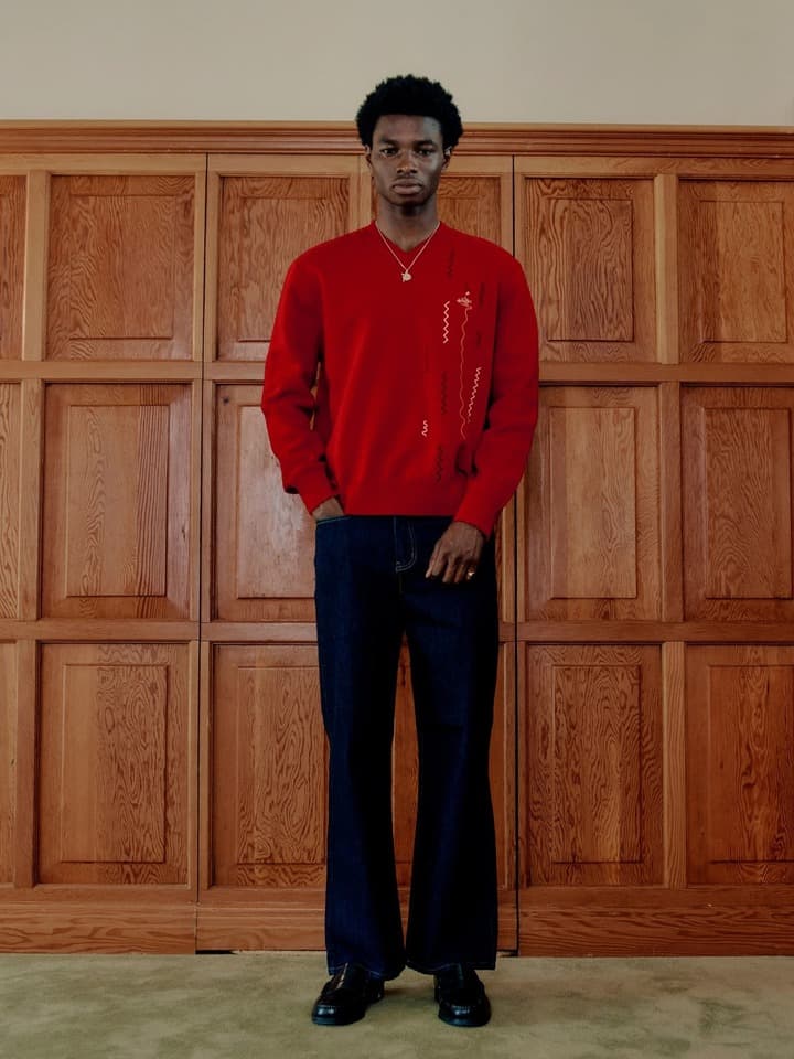 Men's Red Combed Cotton Crew Neck Sweater